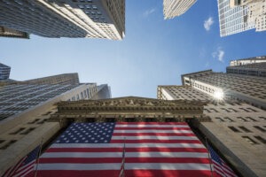 NEW YORK CITY - JULY 11: The New York Stock Exchange on Wall Street on July 11, 2015 in New York City. The NYSE is one of the most important stock exchanges worldwide.